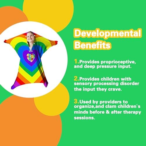 World Autism Awareness Dynamic Movement Sensory Body Sock - Stretchable Sensory Sack - Help Kids Relax and Focus - Stress Relief Anxiety Autism ADHD Tactile Items for Therapeutic Play (Medium)