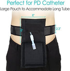 G Tube Holder Peritoneal Dialysis Catheter Belt to Secure Medical Feeding Tubes Gastrostomy Gtube PEG J Tube with Larger 6" Square Sponge Pouch Pad Accessories for Adults Women Men Black