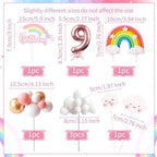 LaVenty Pink On Cloud 9 Cake Decoration On Cloud 9 Birthday Cake Topper 9th Birthday Cake Decoration 9th Bday Party Supplies Clouds Cake Toppers