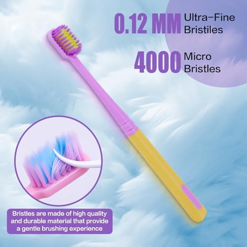 6 Pieces Individually Wrapped Extra Soft Toothbrush for Sensitive Teeth & Gums - Gum Care Toothbrush with 4000 Ultra-Soft Bristles, Compact Small Head (Macaron Color)