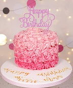 Happy Birthday Cake Topper - Pink Glitter Happy Birthday Cake Bunting Decor - Anniversary Party Cake Decoration Supplies, for Photo Booth Props