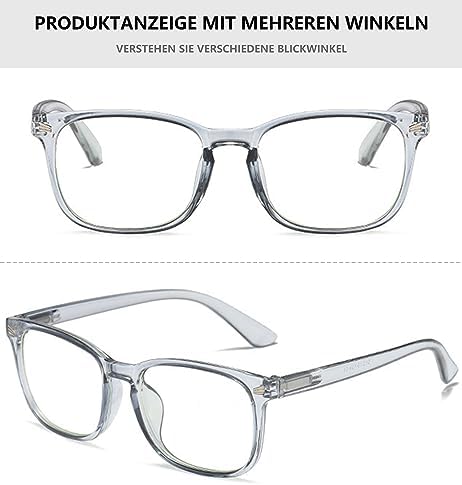Lanomi Reading Glasses Rectangle Blue Light Blocking Eyeglasses Spring Hinge Stylish Lightweight Plastic Reader for Women Men