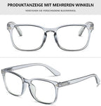 Lanomi Reading Glasses Rectangle Blue Light Blocking Eyeglasses Spring Hinge Stylish Lightweight Plastic Reader for Women Men