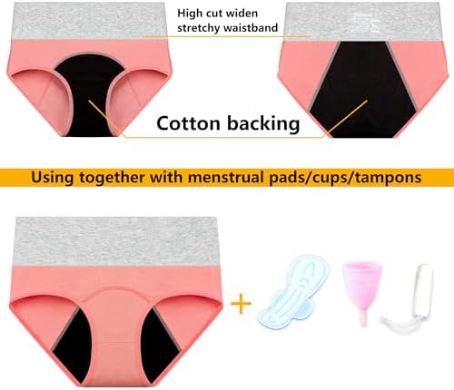 Nalwort Womens Menstrual Period Panties Cotton Leak Proof Underwear Postpartum Protective Briefs