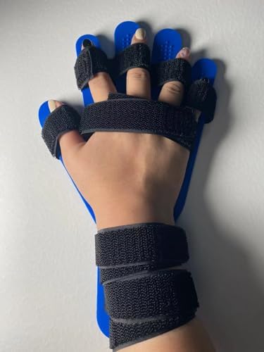 Finger Training Device Finger Orthotics Hand Splint with Wrist and Hand Brace Finger Mobility Hand Splints for Straightening Fingers Finger fingerboard rehabilitation training device (Blue)
