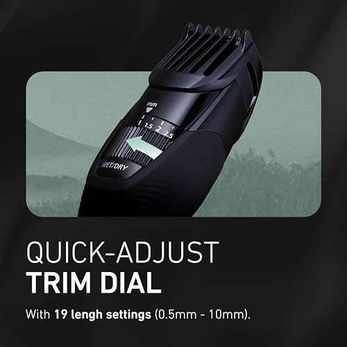 Panasonic Cordless Beard Trimmer for Men with Precision Dial, 19 Adjustable Length Settings, Rechargeable Battery, Washable - ER-GB42-K (Black)