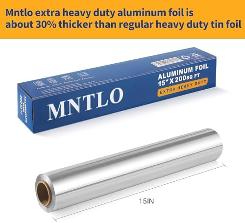 Super Thick Extra Heavy Duty Grilling Aluminum Foil 15" x 200 SQ FT(about 30% Thicker than Conventional Heavy Duty Foil) for Grilling, BBQ, Cooking, Food Preservation & Commercial Use