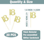 Sotpot 30PCS Gold Glitter 18th Birthday Cupcake Toppers Cheers to 18 Years Cupcake Picks for 18th Birthday Anniversary Party Decorations