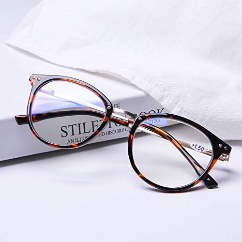 AQWANO Blue Light Blocking Reading Glasses Women Men, Fashion Round Computer Readers Anti Eyestrain/UV/Glare