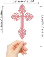 Cross Cake Topper - Glitter Pink Baptism Cake Decor for Baby Shower, God Bless or Holy Communion (Pink)
