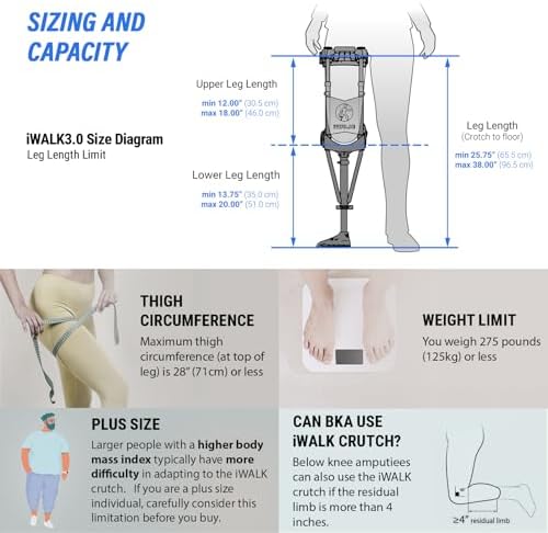 iWALK3.0 – The Original Hands Free Knee Crutch - Alternative to Crutches and Knee Scooters - iWALK Replaces Crutches for Adults - Peg Leg Crutch For Lower Leg Injuries - See All Qualifications for Use - Not for Elderly or Balance Impaired