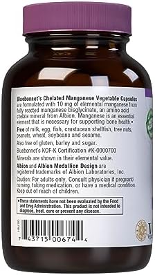 BlueBonnet Nutrition Albion Chelated Manganese, Amino Acid Chelate, Soy, Dairy & Gluten-Free, Non-GMO, Kosher Certified, Vegan, 90 Count