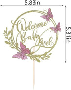 Kaoenla Welcome Baby Girl Cake Topper-Baby Shower Cake Decor for Girls Baby Shower First Birthday Gender Reveals Party(Welcome baby girl 3)