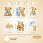 36pcs Baby Shower Bear Cupcake Toppers, 6 Designs Blue Bear Cupcake Picks Selection Jungle Animal Theme Cake Decorations for Baby Shower Gender Reveal Baptism Birthday Party Supplies