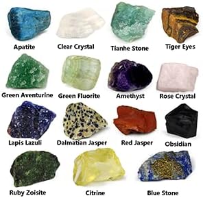 Marrywindix 15 Chakra Stone Tumbled Crystal Natural Rough Raw Healing Stone Set for Yoga, Meditation, Reiki, Healing and Energy Work