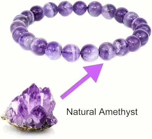 Natural Gemstone Bracelet - Handcrafted Crystal Beads for Men & Women, Healing Stone Jewelry with Gift Box, Unscented Solid Beads for Daily Wear (Friendship/Birthday Gift)