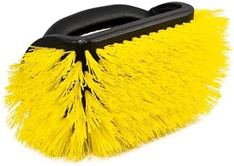 Unger Professional Lock-On 4-Sided Outdoor Scrub Brush, Compatible with Threaded Poles, Stiff Bristle Scrubbing, Cleaning Supplies for Decks, Stairs, Garage Floors, and Driveways