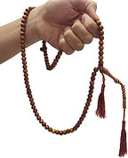 Naturally-dyed Stigi (Iron Wood) Prayer Beads 99-bead with 2 Dividers & Dark Brown Tassels
