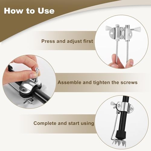 Ice Cane Tip Attachment - 5 Prong Retractable Folding Grip for Walking Sticks, Canes & Crutches - Heavy Duty Anti-Slip Snow & Ice Tips