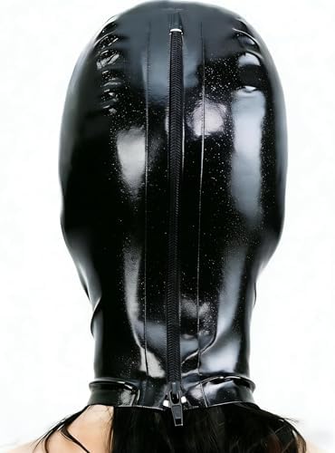 Latex Hood Rubber Mask with Eye and Mouth Openings Full Head Coverage for Cosplay Club Wear Costume