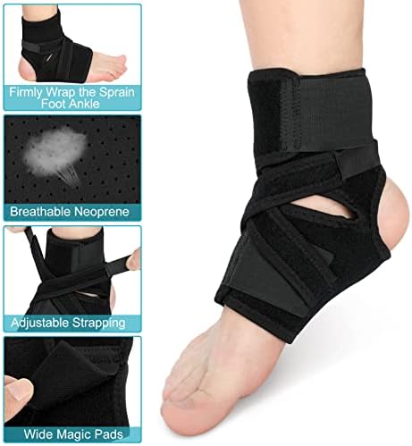 Ankle Support Brace, Adjustable Compression Foot Drop Ankle Brace, Breathable Neoprene Sprain Plantar Fasciitis Foot Wrap Sleeve, Tendon Heel Bandage for Sports, Arthritis,