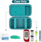 Canboc Diabetic Supplies Case, Carrying Organizer for Glucose Meter, Lancing Device, Blood Sugar Test Strips, Lancets, Insulin Pens, Alcohol Wipe and Diabetes Care Accessories, Turquoise+Turquoise
