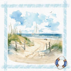 20 Pack 3-Ply Paper Napkins, 33 x 33 cm, Maritime Extract from the Beach Motif, Also for Decoupage and Decoupage Technique