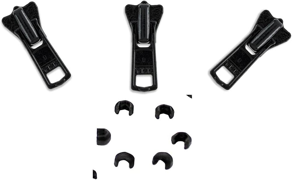 Zipper Repair Solution - #3 YKK Jacket Molded Vislon Sliders with Top Stops Included - Color: Black (3 Sliders Per Pack) Made in The United States