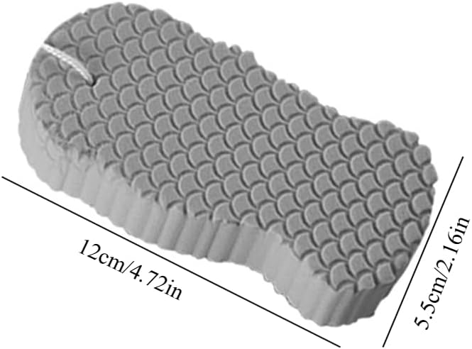 1PC 3D Bath Sponge Fish Scale Pattern Long Body Scrubber with Hang Loop for Shower Spa Travel and Back Cleaning, Textured Surface, Grey