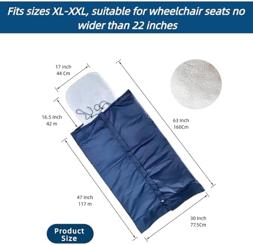 Wheelchair Waterproof Blanket XXL, Fleece Lined Warmer Cover Scooter Cosy for Wheelchair Keep Warm for Leg Fits Seat no Wider Than 22 inches（Vacuum Packaging）