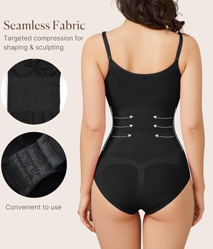 BRABIC Womens' Seamless Sleeveless V-Neck Bodysuit Shapewear Tummy Control