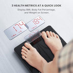 RENPHO Smart Scale for Body Weight, Type-C Rechargeable Digital Bathroom Scale, Electronic 13 Body Composition Monitor with Smartphone App, 400 lbs, Black, Elis 1 (11 inch)
