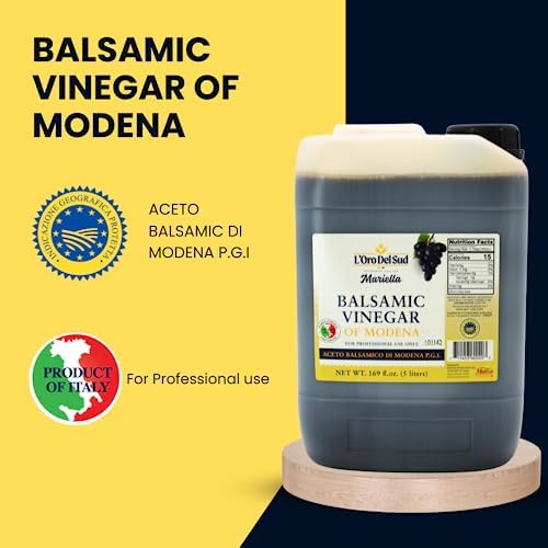 Mariella Premium Aged Balsamic Vinegar of Modena, IGP Certified, 5 liters (169 fl oz), Product of Italy, Bulk Packaging Refill, Foodservice, Repacking, Restaurants, Home Use