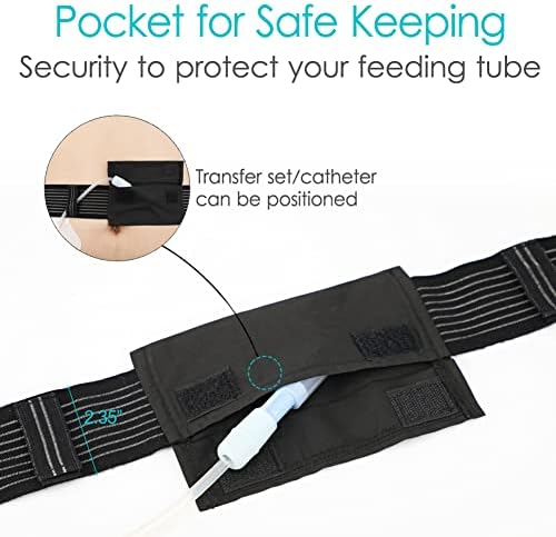 Breathable PD Belt Peritoneal Dialysis Catheter Holder G Tube Pouch for Gastrostomy Gtube Peg Feeding Tube Supplies Adults Women Men Black Medium