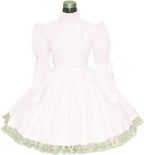 Plus Size Bridesmaid Dress Long Sleeve Maid Dress Cute Cosplay Costumes Vinyl Dresses Candy Color Lace 7XL Women Dresses,White,XXXL