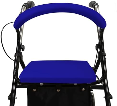 Rollator Walker Seat & Backrest Rollbar Covers Set - Adjustable Patterns, Navy Blue
