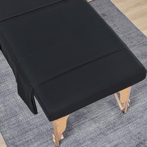 MRJ Soft 3 Piece Set Microfiber Massage Sheet Set,for Massage Tables,Includes Massage Flat Sheet,Massage Fitted Sheet and Face Rest Cover,Black