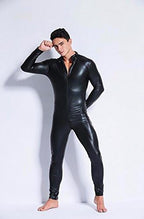 Faux Leather Bodysuit for Men Club Night Catsuit Shiny Sexy Lingerie