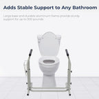 Drive Medical RTL12079 Toilet Safety Frame, Bathroom Grab Bar for Toilets, Freestanding Toilet Rail for Stability, For Users Up to 300 Pounds, White