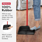 Dustpan with Handle by Ravmag- Solid Natural Rubber Construction- 29” Long Handled Dust Pan- Stand Up Design- Accommodates Any Broom/Hand Brush- Best Dustpans for Home (2 Piece Long Handle)
