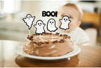 24 Pack Glitter Halloween Ghost Cupcake Toppers - Baby Shower Decor Gender Reveal Decorations (Black)