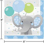 Creative Converting Enchanting Elephants Boy Beverage Napkins, 16 ct