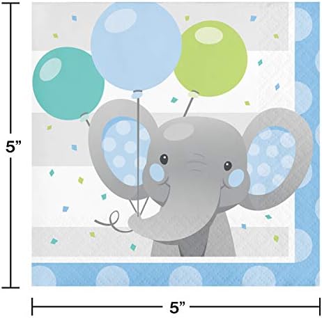 Creative Converting Enchanting Elephants Boy Beverage Napkins, 16 ct