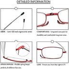 3 Pack Folding Reading Glasses with Keychain Compact Bags Women Men Blue Light Blocking Spring Hinge Portable Pocket Readers,Black Blue and Red 2.0