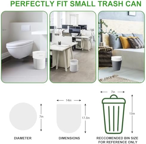 2.6 Gallon Mini Clear Trash Bag - Small Garbage Bags For Bathroom Can 105 Count 10 Liter Plastic Unscented Tiny Waste Basket Little Liners Kitchen Office Car Strong Thick Bulk Inwaysin