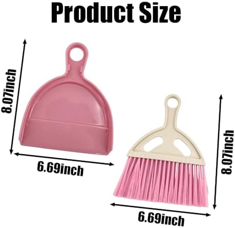 6 Pack Mini Dustpan and Brush Set - Small Whisk Broom with Handle, Nesting Tiny Cleaning Broom & Dust Pan, Handheld Cleaner for Table, Desk, Keyboard, Cars & Pet Nests