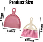 6 Pack Mini Dustpan and Brush Set - Small Whisk Broom with Handle, Nesting Tiny Cleaning Broom & Dust Pan, Handheld Cleaner for Table, Desk, Keyboard, Cars & Pet Nests