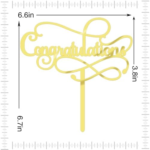 Congratulations Cake Topper,Congratulations 2026 Graduation Cake Topper,Graduation, Wedding, Retirement, Birthday, Anniversary, Celebration Party Decorations Supplies (Acrylic Gold)