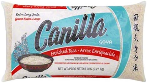Goya Canilla Enriched Extra Long Grain Rice, 5.0 LB, Arroz Enriquecido de Grano Extra Largo, 2.27Kg