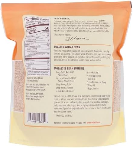 Bob's Red Mill Wheat Bran, 16oz (Pack of 1) - Non GMO, Vegan, Kosher